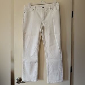 LANDS' END Mid Rise Straight Jean White Stretch 12 34x28
